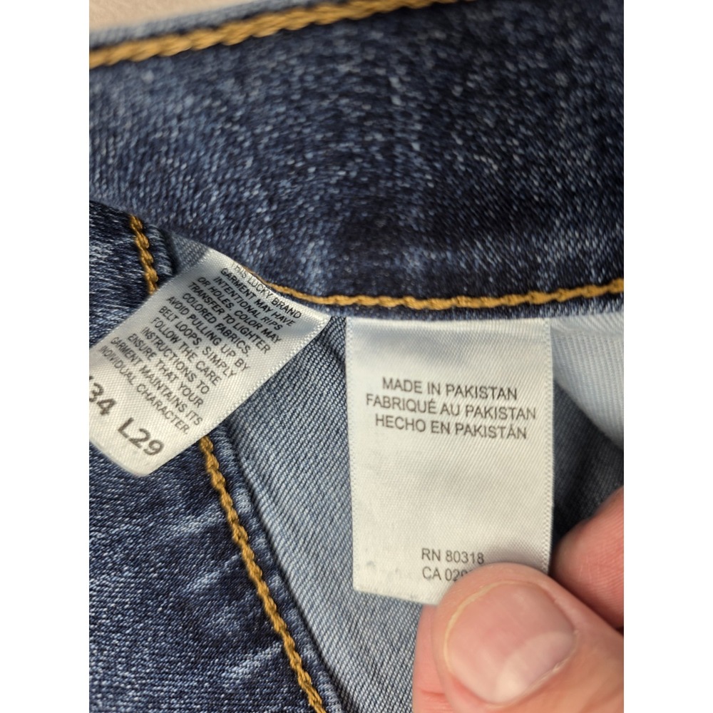 Lucky Brand 410 Athletic Straight Jeans Mens 34x29 Blue Stretch Denim - Picture 8 of 12